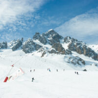 Piste at Courchevel ski resort, French Alps